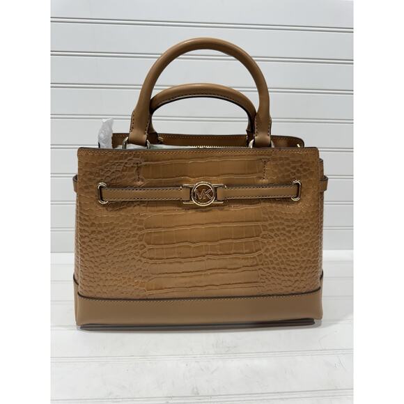 Michael Kors Large Reed Satchel Embossed Croc Leather Purse Crossbody NWT $598